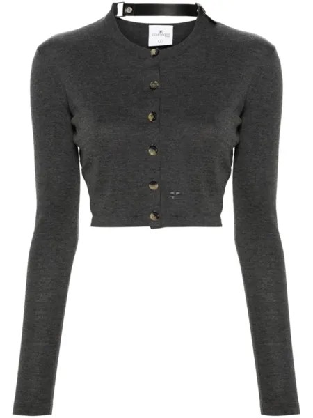 Courrèges укороченный кардиган тонкой вязки, серый