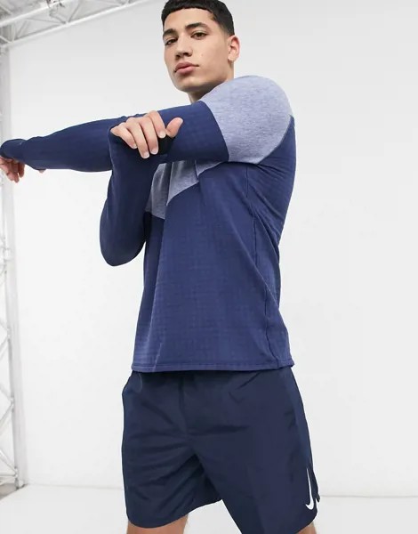 Синий лонгслив Nike Running Run Division-Голубой