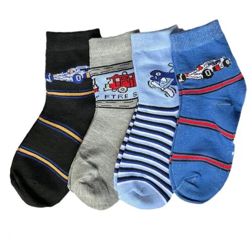 Детские носки для мальчика, 31-33рр, комплект из 4 пар, ассорти