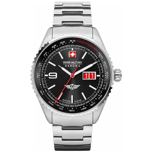 Наручные часы Swiss Military Hanowa мужские Air Наручные часы Swiss Military Hanowa SMWGH2101006 кварцевые, секундомер, тахиметр, водонепроницаемые, серебряный