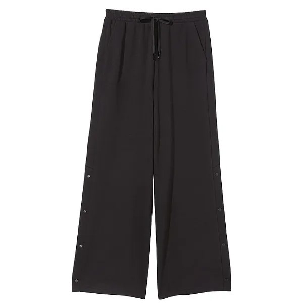 Спортивные брюки Victoria's Secret Cotton Fleece Wide-Leg Snap Lounge, черный