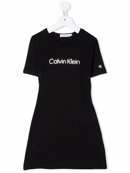 Calvin Klein Kids расклешенное платье с логотипом