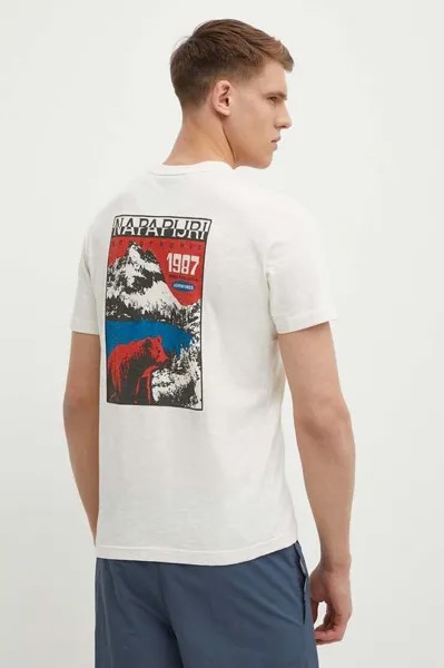 Футболка S-Martre из хлопка Napapijri, бежевый