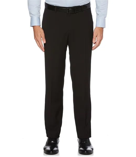 Однотонный эластичный костюм Perry Ellis с раздельными классическими брюками с плоской передней частью, черный