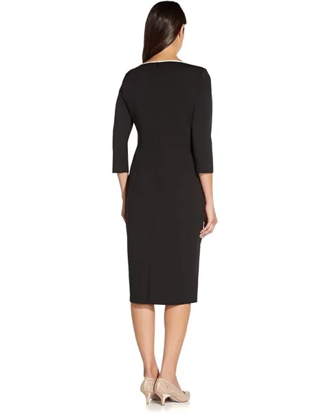 Платье Adrianna Papell Stretch Crepe Tie Front Dress with Contrast Tipping, цвет Black Ivory
