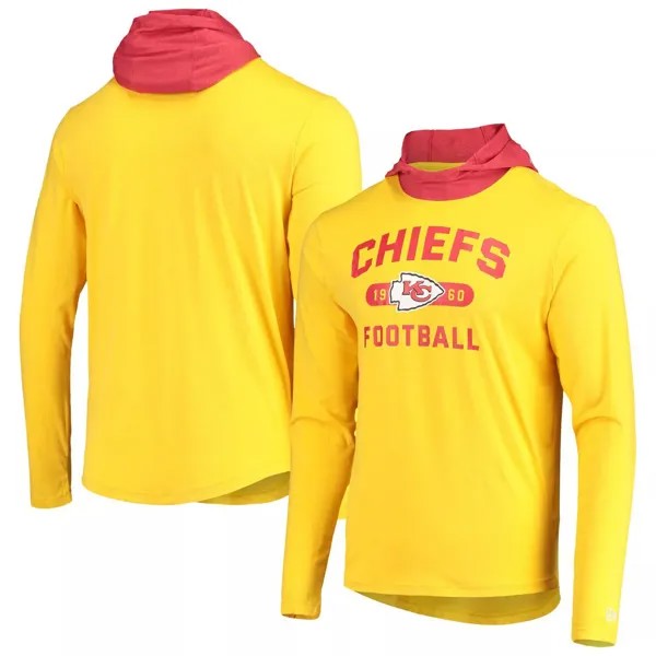 Мужская золотая/красная футболка с длинным рукавом и худи Kansas City Chiefs Active Block New Era