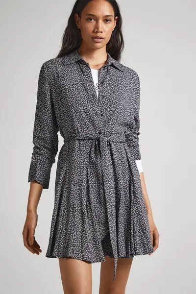 Платье-Рубашка с вырезом и цветочным узором Pepe Jeans London, черный