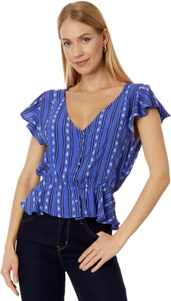 Рубашка Wrangler Flutter Sleeve Button Front Shirt, синий