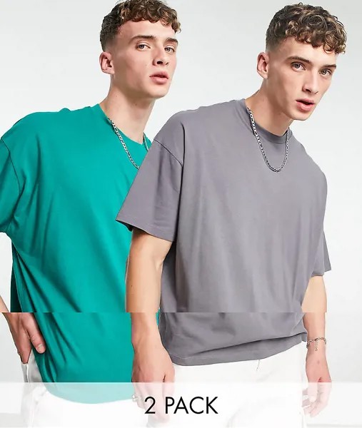 Комплект из 2 oversized-футболок из органического хлопка ASOS DESIGN-Разноцветный