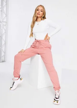Белое боди-футболка с длинными рукавами и высоким вырезом по линии бедра ASOS DESIGN-Белый