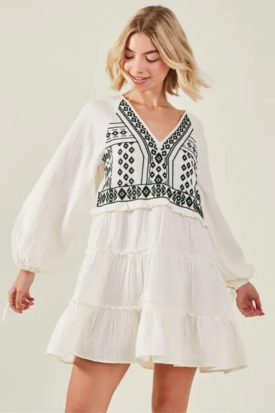 Платье с вышитыми рюшами Accessorize, бежевый