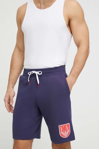 Хлопковые шорты для отдыха Emporio Armani Underwear, темно-синий