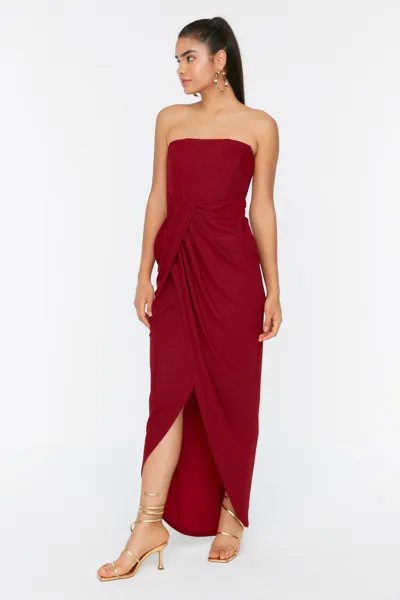 Вечернее платье и платье для выпускного – бордовый – с запахом Trendyol, бордовый