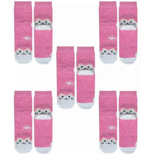 Носки ХОХ 5 пар, размер 20-22, розовый