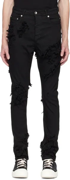 Черные джинсы с вырезом Detroit Rick Owens Drkshdw