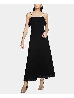 1. Женское черное вечернее платье макси с рюшами на бретельках STATE. Размер: 4.