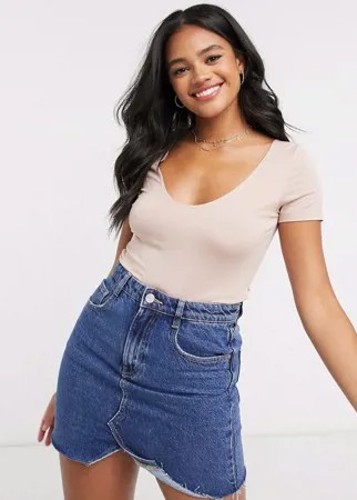 Светло-розовое боди-футболка с овальным вырезом ASOS DESIGN-Розовый цвет