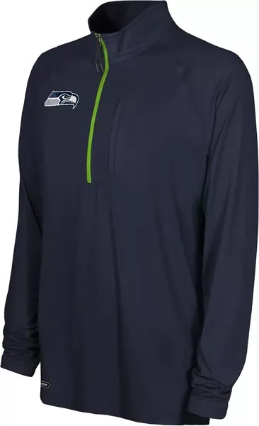 Мужской темно-синий пуловер с воротником-стойкой и молнией на четверть Nfl Combine Joint Seattle Seahawks