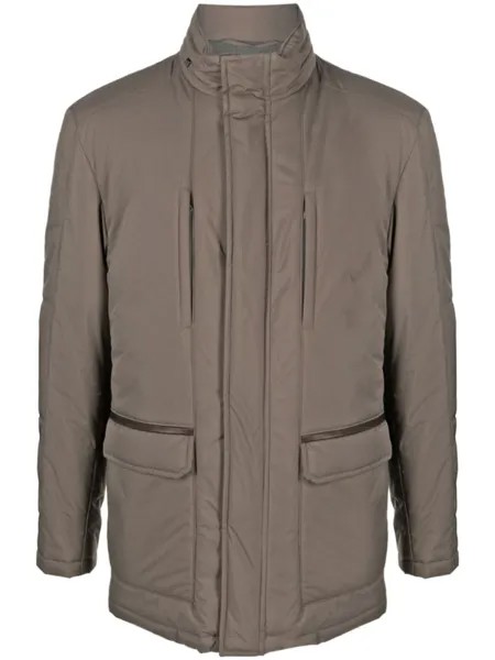 Corneliani пуховик с высоким воротником, зеленый