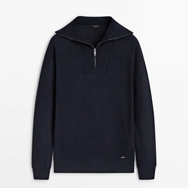 Свитшот Massimo Dutti Mock Neck Zip-up, темно-синий