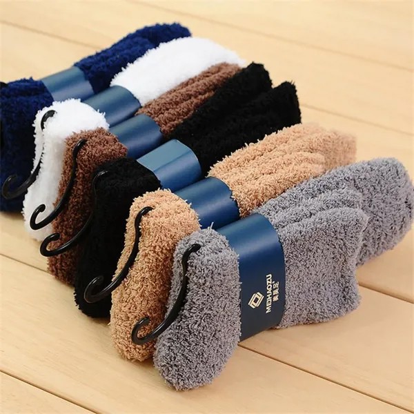 1 пары мягкие уютные кашемировые носки мужчины женщины зима теплый кровать для сна пол пушистые носки