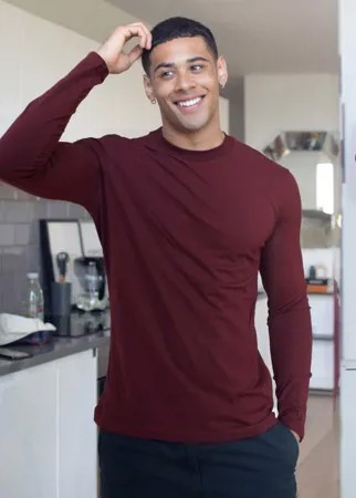 Бордовый лонгслив с круглым вырезом ASOS DESIGN-Красный