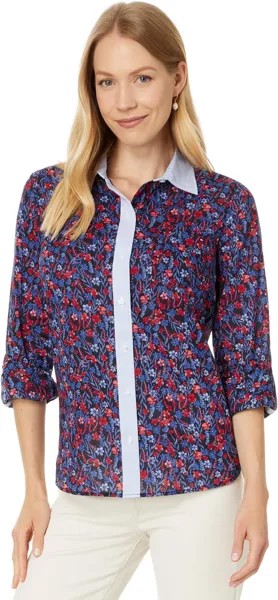 Рубашка Tommy Hilfiger Floral Roll Tab, цвет Sky Captain/Scarlet