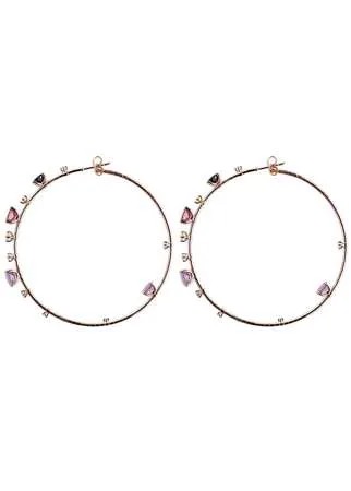 Mattia Cielo 'Rugiada' amethyst, torumaline and diamond hoop earrings