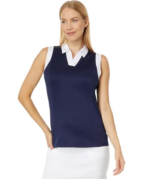 Поло Callaway Sleeveless V-Placket Color-Block, цвет Peacoat