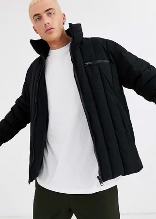 Черная дутая куртка с воротником-трубой ASOS DESIGN-Черный