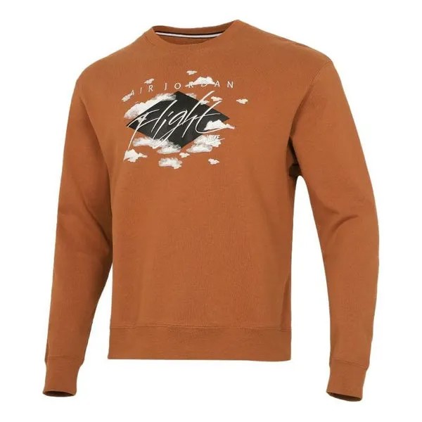 Толстовка Men's Air Jordan SS22 Printing Fleece Sports Round Neck Khaki, хаки