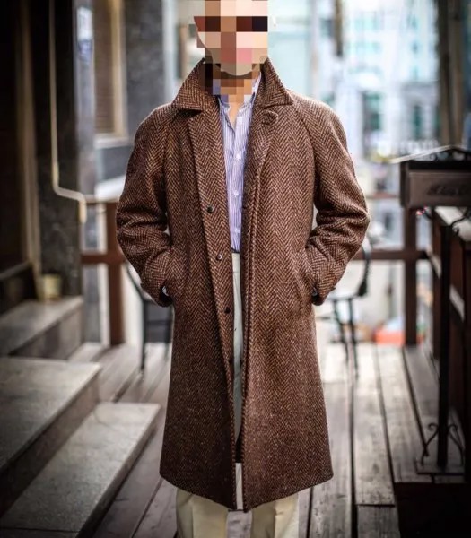Индивидуальное Мужское пальто в елочку, шерстяное Асимметричное пальто из твида, длинное пальто для деловых встреч