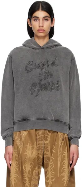 Худи серого цвета с эффектом потертости Acne Studios
