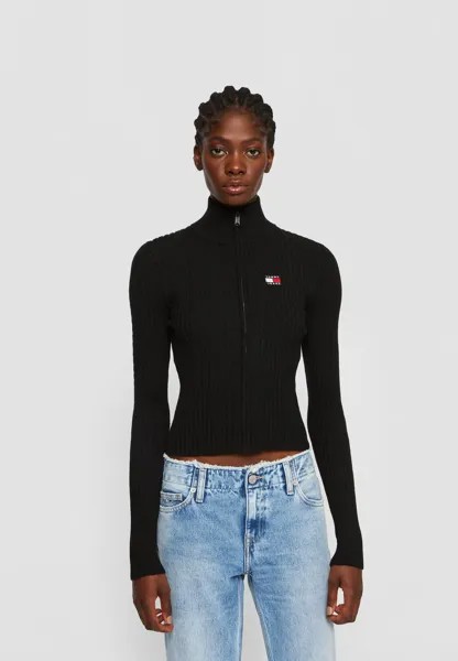 Кардиган Tommy Jeans СВИТЕР НА МОЛНИИ BADGE, черный