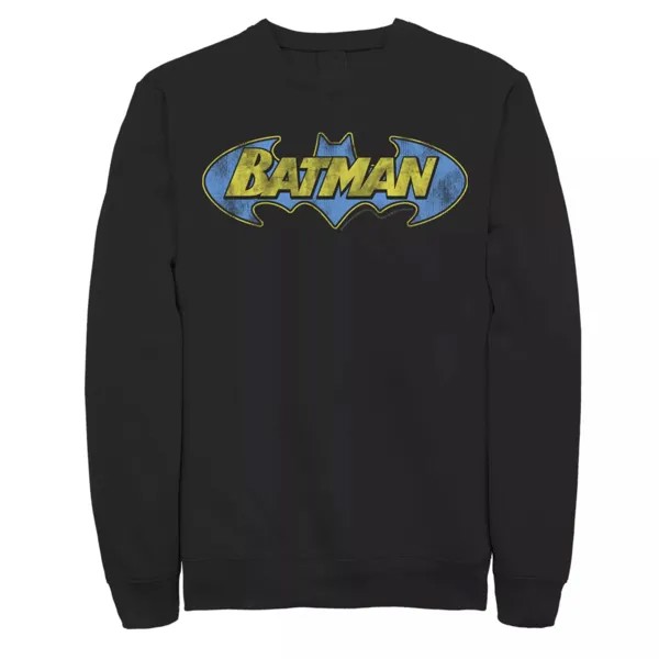 Мужской свитшот с ярким текстовым логотипом Batman, Black DC Comics, черный