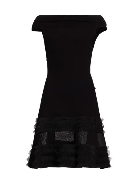 Трикотажное платье с пышной юбкой Oscar de la Renta, черный