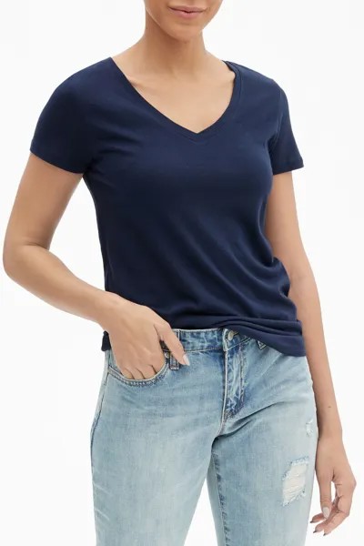 Любимая футболка с короткими рукавами и V-образным вырезом Gap, синий