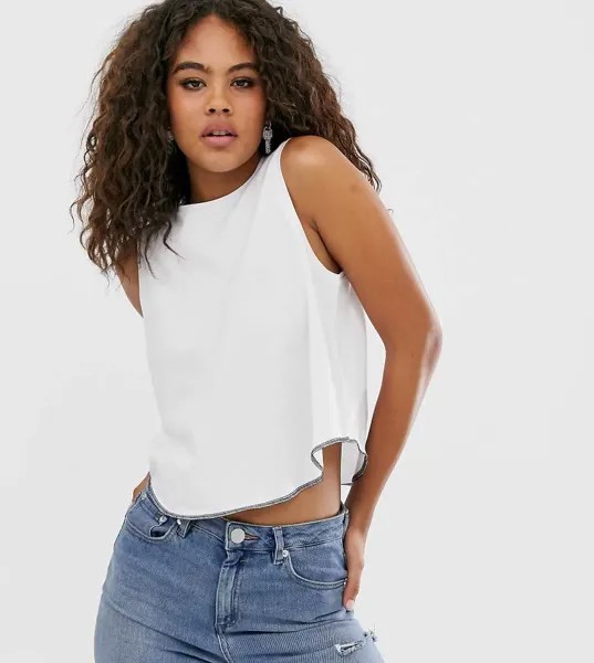 Белая короткая свободная майка с контрастными строчками ASOS DESIGN Tall-Белый