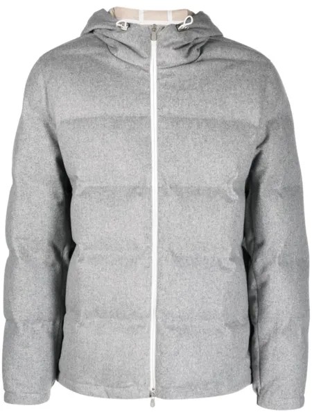 Brunello Cucinelli пуховик с капюшоном, серый