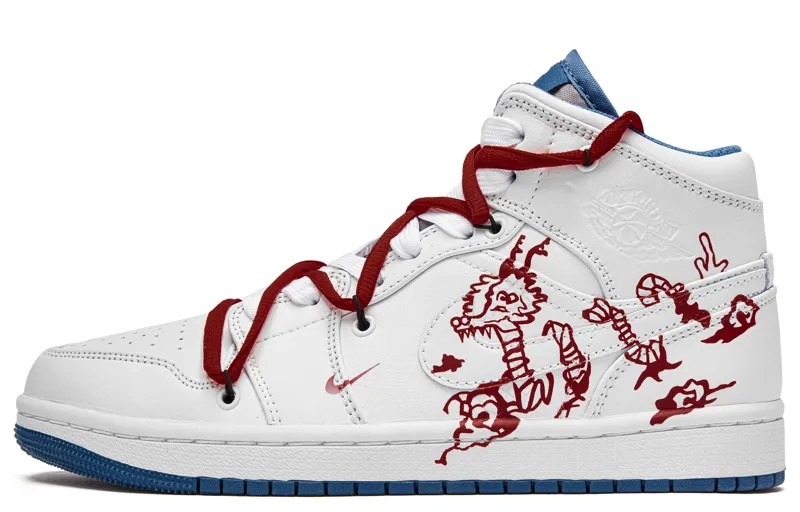 Кроссовки Air Jordan 1 Vintage Basketball Shoes Women's High-top White/red, белый