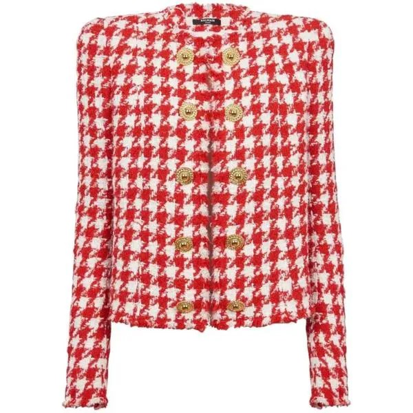 Куртка houndstooth tweed jacket Balmain, красный