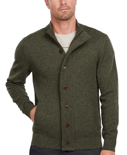 Мужской свитер tisbury regular fit с молнией во всю длину в крапинку Barbour, темно-зеленый