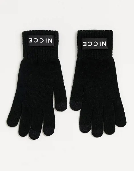 Черные перчатки с логотипом Nicce-Черный