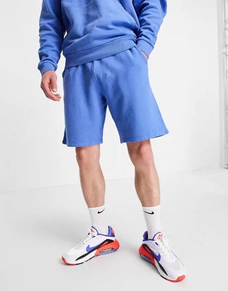 Трикотажные шорты из органического хлопка в стиле oversized синего выбеленного цвета в винтажном стиле от комплекта ASOS DESIGN-Голубой