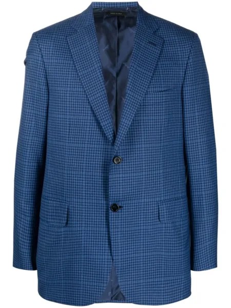 Brioni однобортный пиджак в клетку, синий