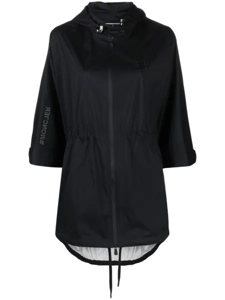 Moncler Grenoble однобортное пальто с капюшоном, черный