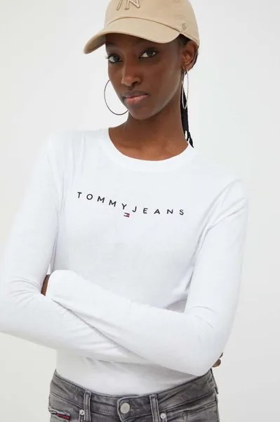 Лонгслив из хлопка Tommy Jeans, белый