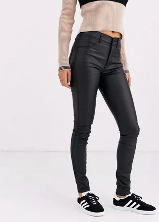 Джинсы скинни из искусственной кожи с завышенной талией Dr Denim Solitaire-Черный