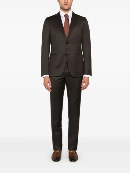 Zegna костюм-двойка с вырезом, коричневый