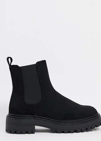 Черные ботинки челси для широкой стопы на массивной подошве ASOS DESIGN-Черный цвет